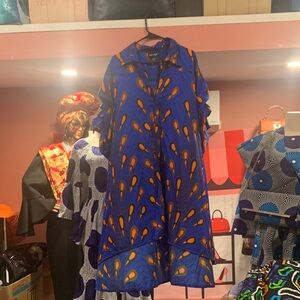 Blue and Orange High Low Dress